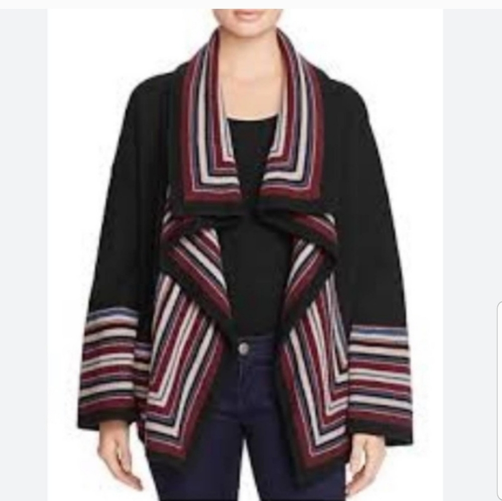 Joie Dagna 100% Wool Open Cascade Stripe Cardigan - image 2